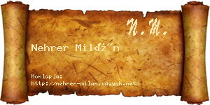 Nehrer Milán névjegykártya